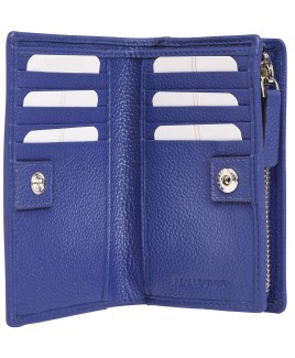 London Leathergoods Medium Top Zip Round Purse Wallet in Pebble Leather